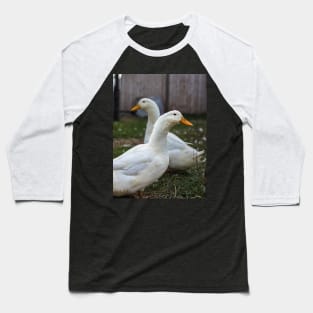 Two White Inseparable Ducks at the Farm Baseball T-Shirt